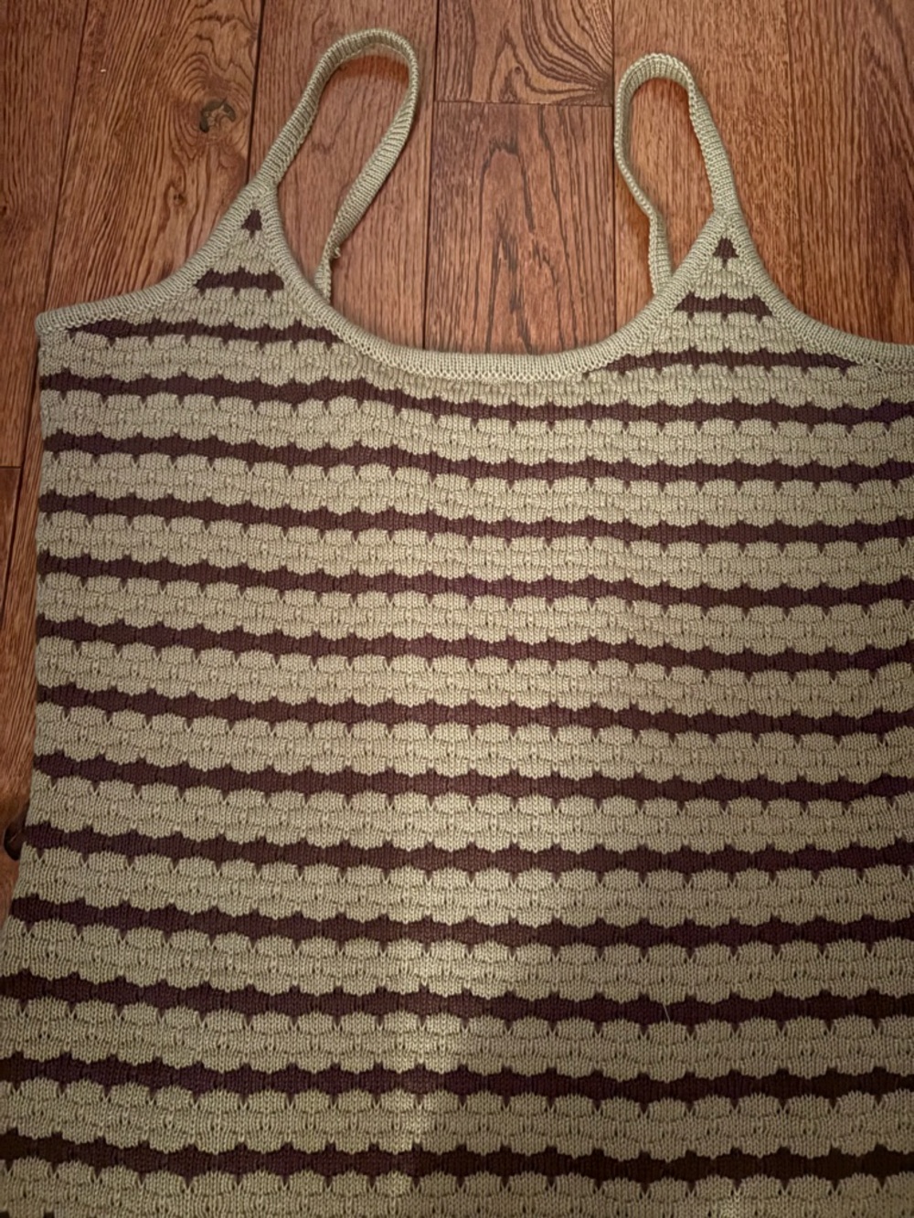 Sleeveless Brown Striped Knit Maxi Dress - Picture 4 of 4